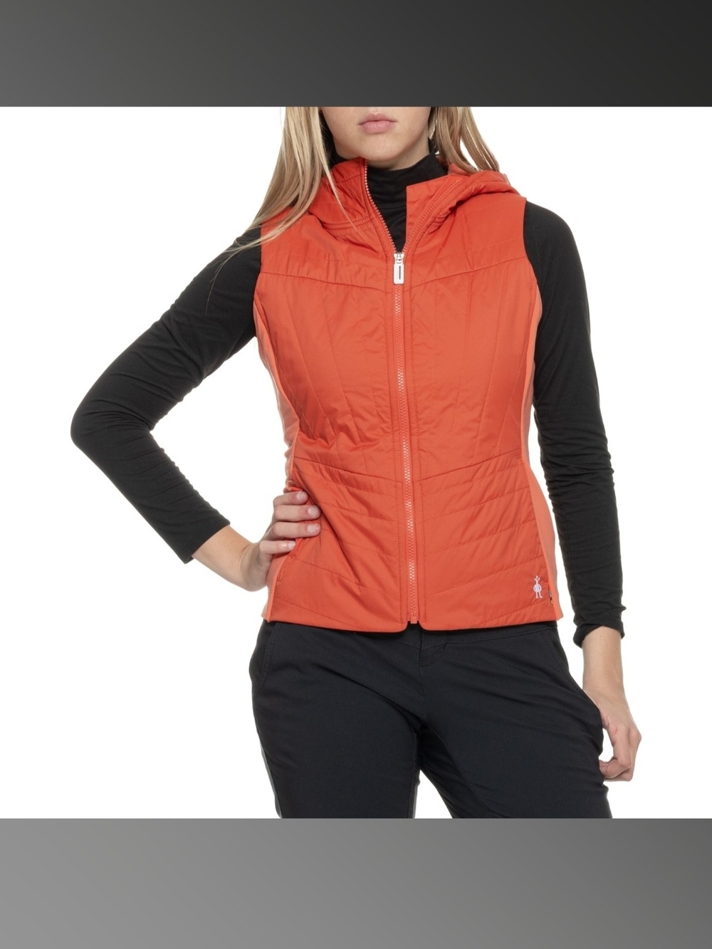 SmartWool Smartloft Vest Womens XS Coral Reef Merino Wool Zip Lightweight Hooded - Picture 4 of 5
